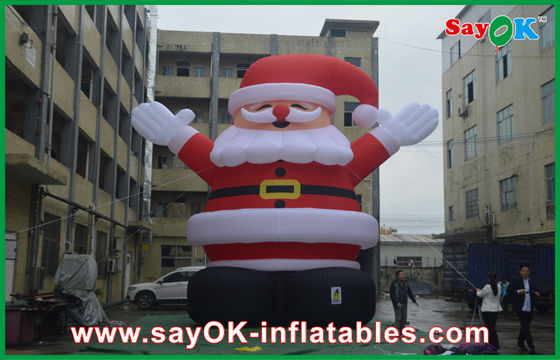 Inflatable Holiday Decorations 8m Height Red Big Christmas Santa Claus With Oxford Cloth