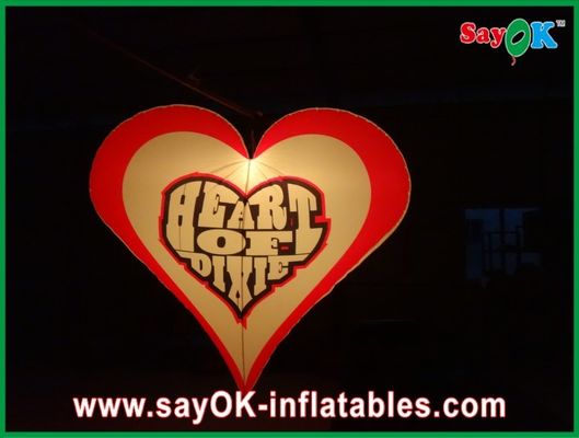 190T Nylon Cloth Inflatable Lighting Decoration Heart Shape Love For Party