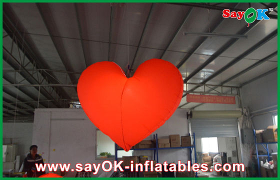 Indoor Event Red Inflatable LED Light Hanging Heart 2M Decorative with Led