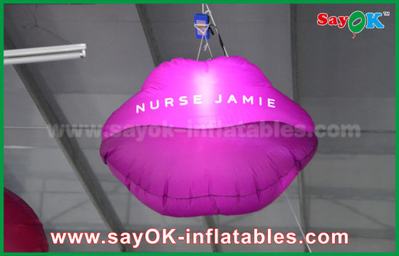 Nylon Lip Red Mouth Shape Inflatable LED Light For Roof Decoration 1.5m Waterproof