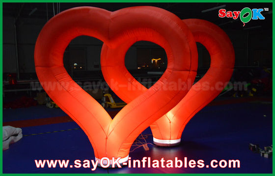 Wedding Outdoor Inflatable Decorations Red Nylon Inflatable Heart With LED Light