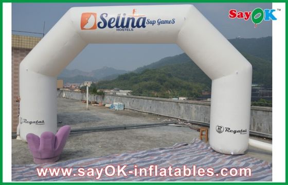Entrance Gate Arch Designs White Advertising 0.45mm PVC Inflatable Arch , Inflatable Star Finish Line Outdoor