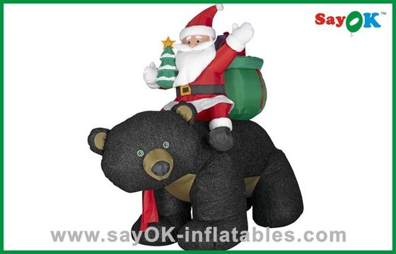 Christmas Santa Snowman Inflatable Christmas Decoration With Gift And Black Bear
