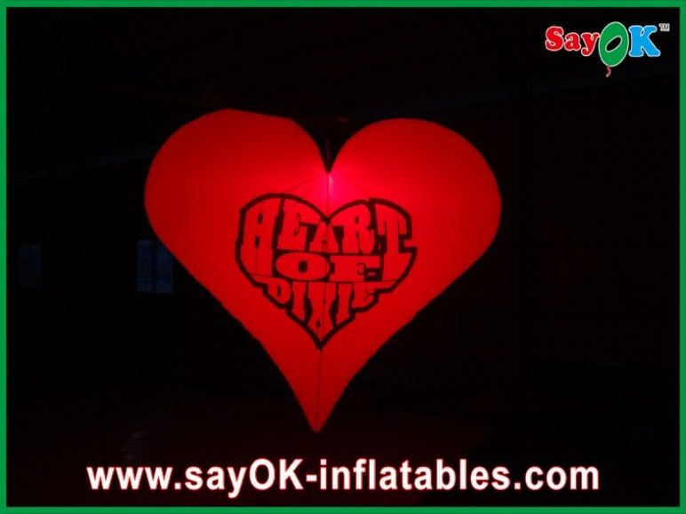 190T Nylon Cloth Inflatable Lighting Decoration Heart Shape Love For Party