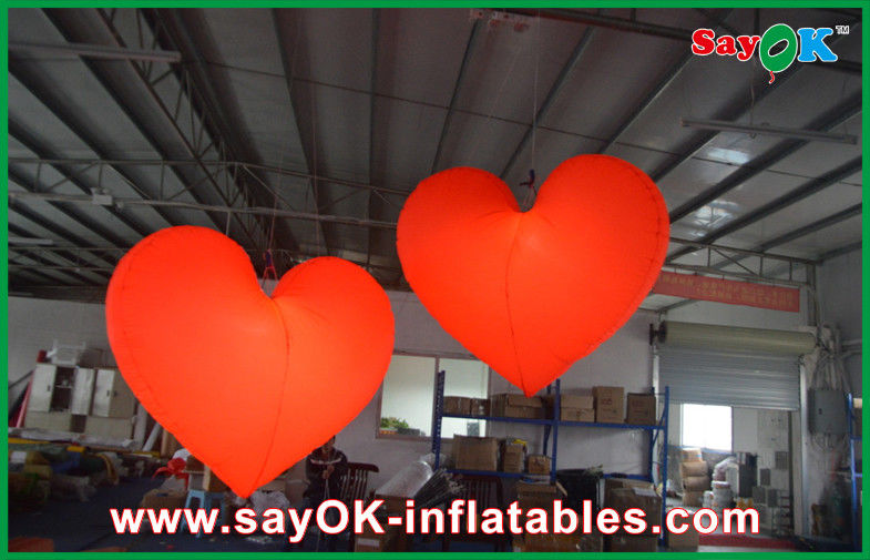 Indoor Event Red Inflatable LED Light Hanging Heart 2M Decorative with Led