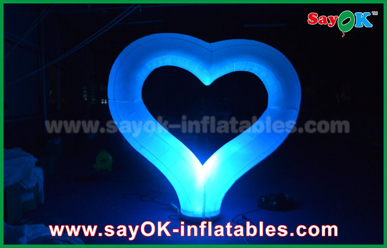 Nylon Cloth Party Inflatable Light Decoration Red Heart Shape For Event Wedding