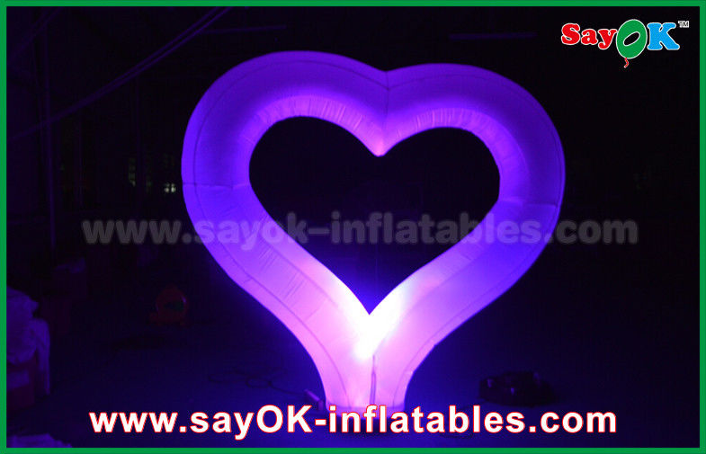 Nylon Cloth Party Inflatable Light Decoration Red Heart Shape For Event Wedding