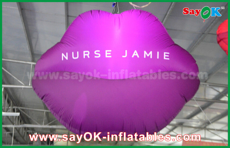 Nylon Lip Red Mouth Shape Inflatable LED Light For Roof Decoration 1.5m Waterproof