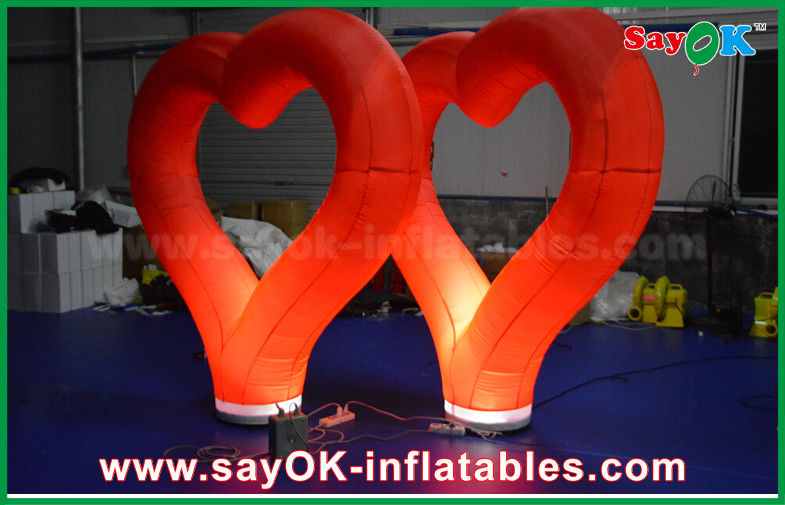 Wedding Outdoor Inflatable Decorations Red Nylon Inflatable Heart With LED Light