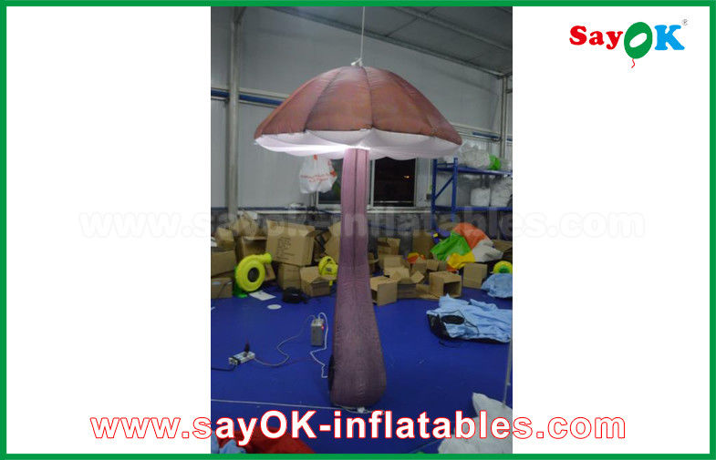 Vivid Brown Inflatable Mushroom with LED light Inside for Show Decoration