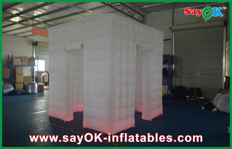 Advertising Booth Displays White Lighted Oxford Cloth Inflatable Photo Booth Portable For Wedding