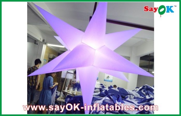 Purple Hanging Nylon Cloth Led Lighting Decoration Inflatable Flowers