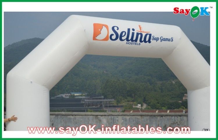 Entrance Gate Arch Designs White Advertising 0.45mm PVC Inflatable Arch , Inflatable Star Finish Line Outdoor