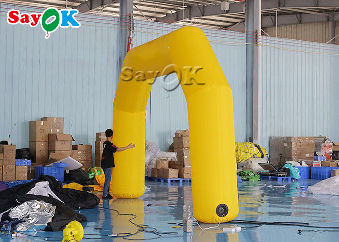 Inflatable Start Finish Line Yellow Pvc Oxford Cloth Outdoor Inflatable Entrance Arch With Air Blower 6x0.8x3.5mH