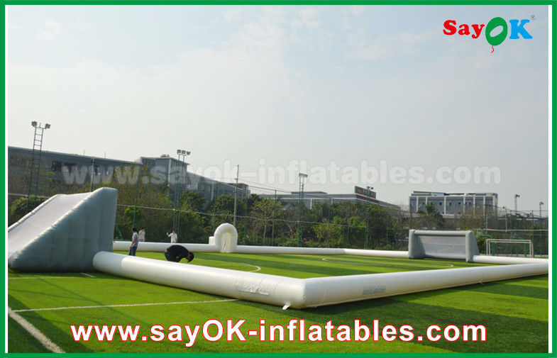 Inflatable Football Game Giant 10m Inflatable Football Field , Portable Inflatable Soccer Field With PVC Material
