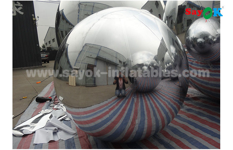 Gold Mirror Ball Lightweight Silver Dia 2m Inflatable Balloon For Advertising Easy To Carry