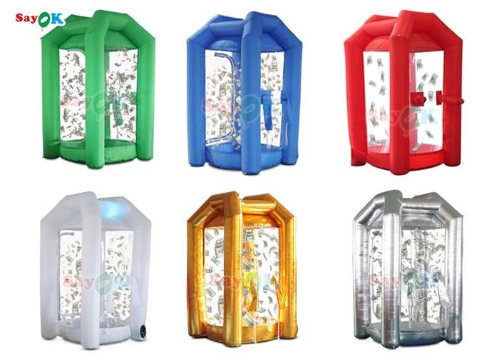 Tarpaulin Inflatable Cash Cube Money Grab Machine Money Blowing Booth For Event Advertising