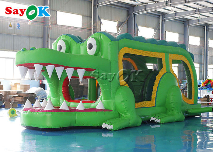 Inflatable Dry Slide Jumping Bouncer Outdoor Indoor Green Alligator Inflatable Bouncer Slide 8x2.8x3mH
