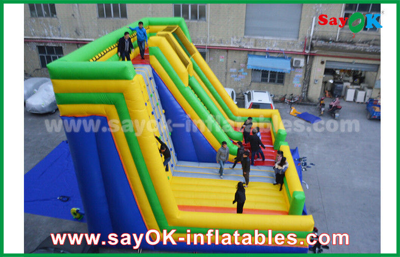 Adult Inflatable Slide 9.5*7.5*6.5m Colorful Inflatable Bouncer Slide With Climbing Wall For Amusement Park