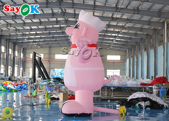 Inflatable Advertising Balloons 4m 13ft Mascot Pink Blow Up Cartoon Characters Pig Cook Model For Restaurant Opening