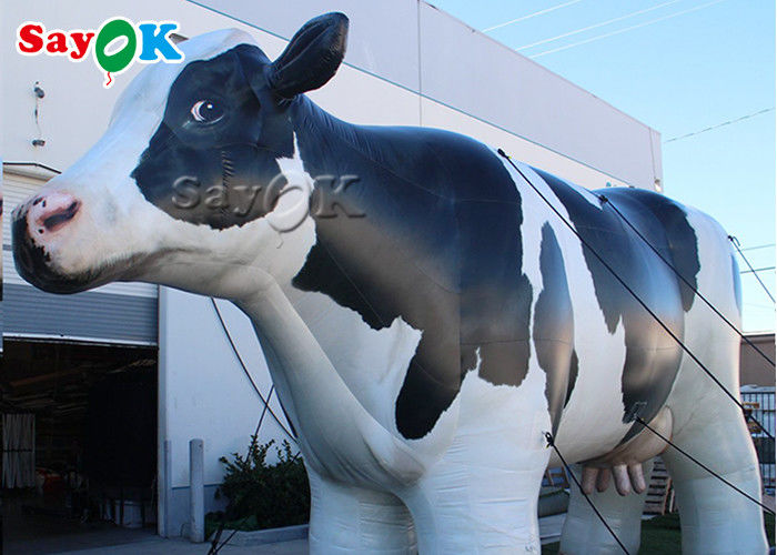 Blow Up Cartoon Characters PVC Tarpaulin Lifesize Inflatable Milk Cow For Farm Decoration