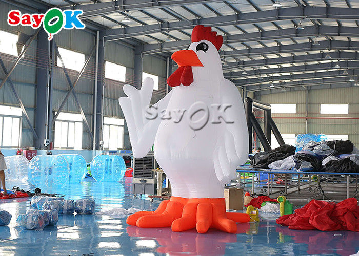 Festival Party Decor White Inflatable Cartoon Characters 13ft Animal Chicken Rooster Model Inflatable Yard Decorations