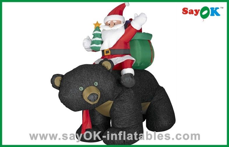 Christmas Santa Snowman Inflatable Christmas Decoration With Gift And Black Bear