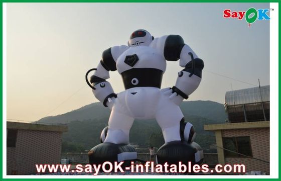 White / Black Inflatable Cartoon Characters , Oxford Cloth Inflatable Robot