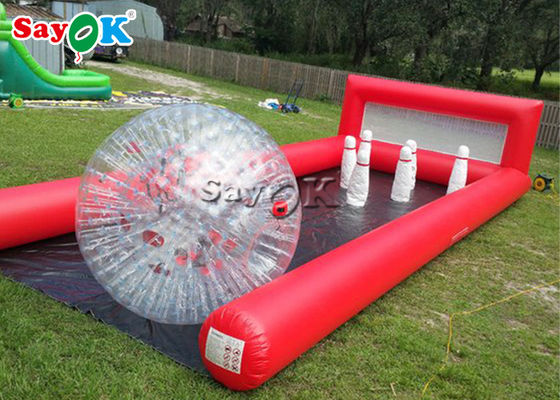 Inflatable Bowling Game 0.6mm PVC Inflatable Sports Games Single Lanes Human Bowling Ball Pins For Outdoor Event