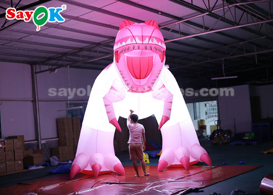 Inflatable Characters 4m Pink Inflatable Dinosaur For Festive Decoration Damp Proof High Air Tightness