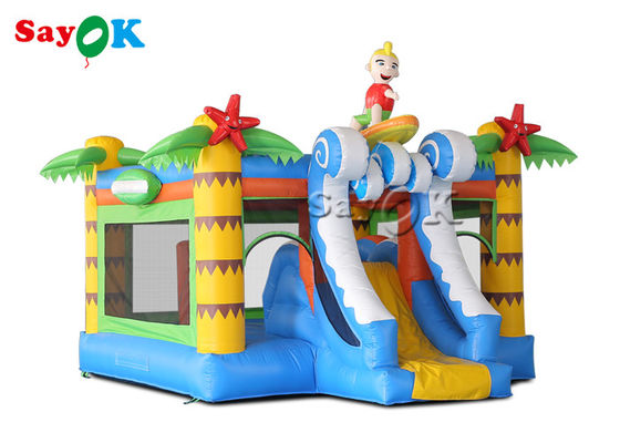 Palm Tree Inflatable Jumping Castle With Surf Boy Tropical Slide